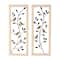 Black Metal Leaf Wall Décor with Cream Rattan Frame and Bronze Bird Accents, Set of 2